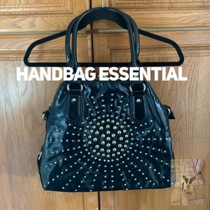 LaTique large black vegan sunburst handbag
